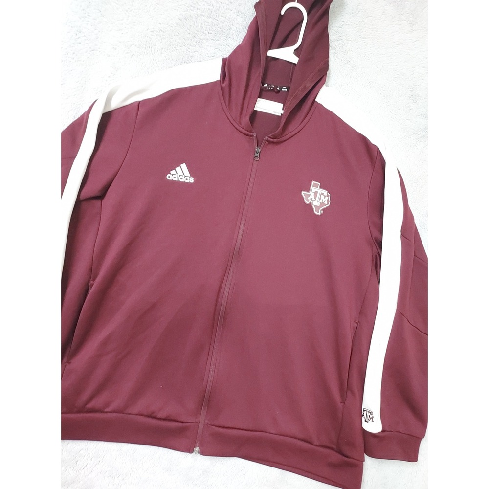 Texas AM Aggies  Jacket Mens 3XL Adidas NCAA Full Zip Hoodie Maroon White Logo
